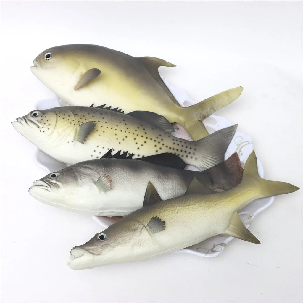 PU simulated fish ornaments including yellow-fin tuna and small tuna models for aquarium decoration