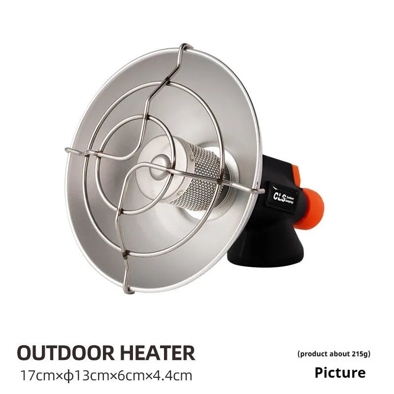 Black and orange portable camping heater with automatic ignition system