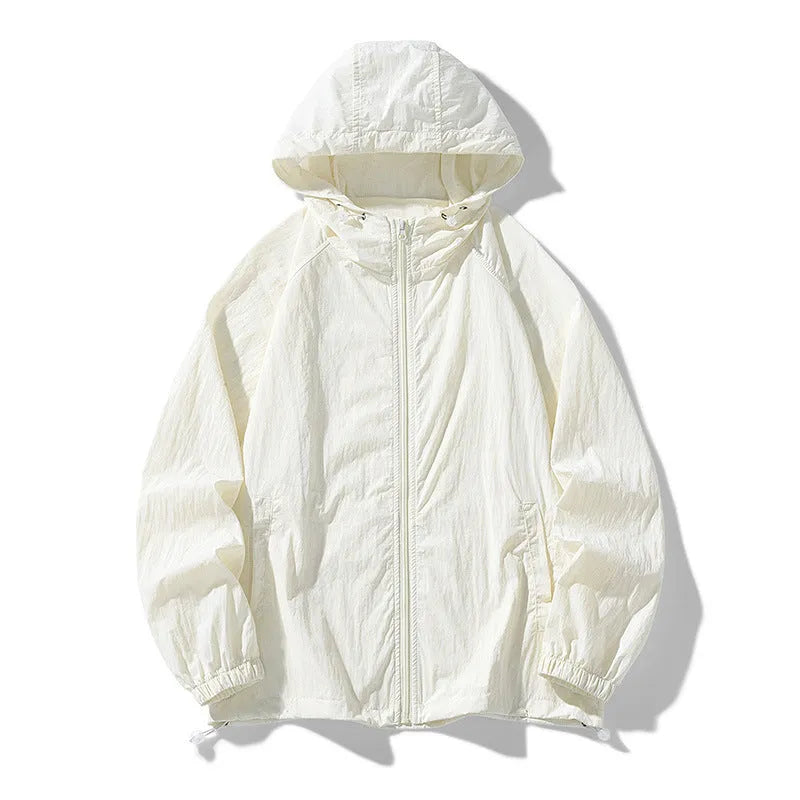 Loose fit nylon blend sports jacket for men and women shown in a choice of nine colours including black, navy, and wine red.