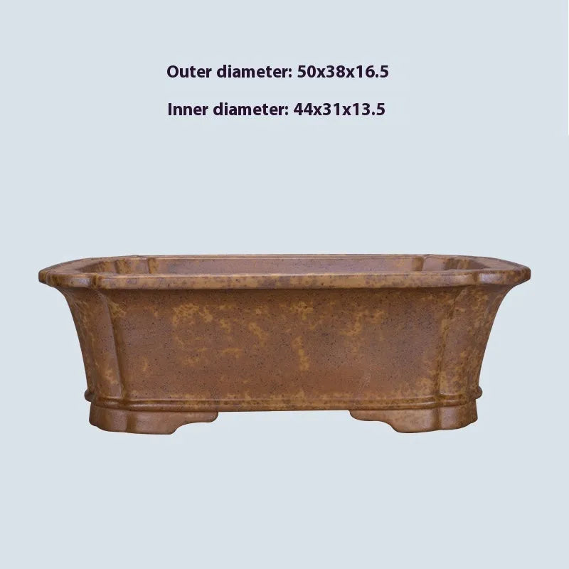 Purple sand rectangular flowerpot with segment mud design and double pumping angle