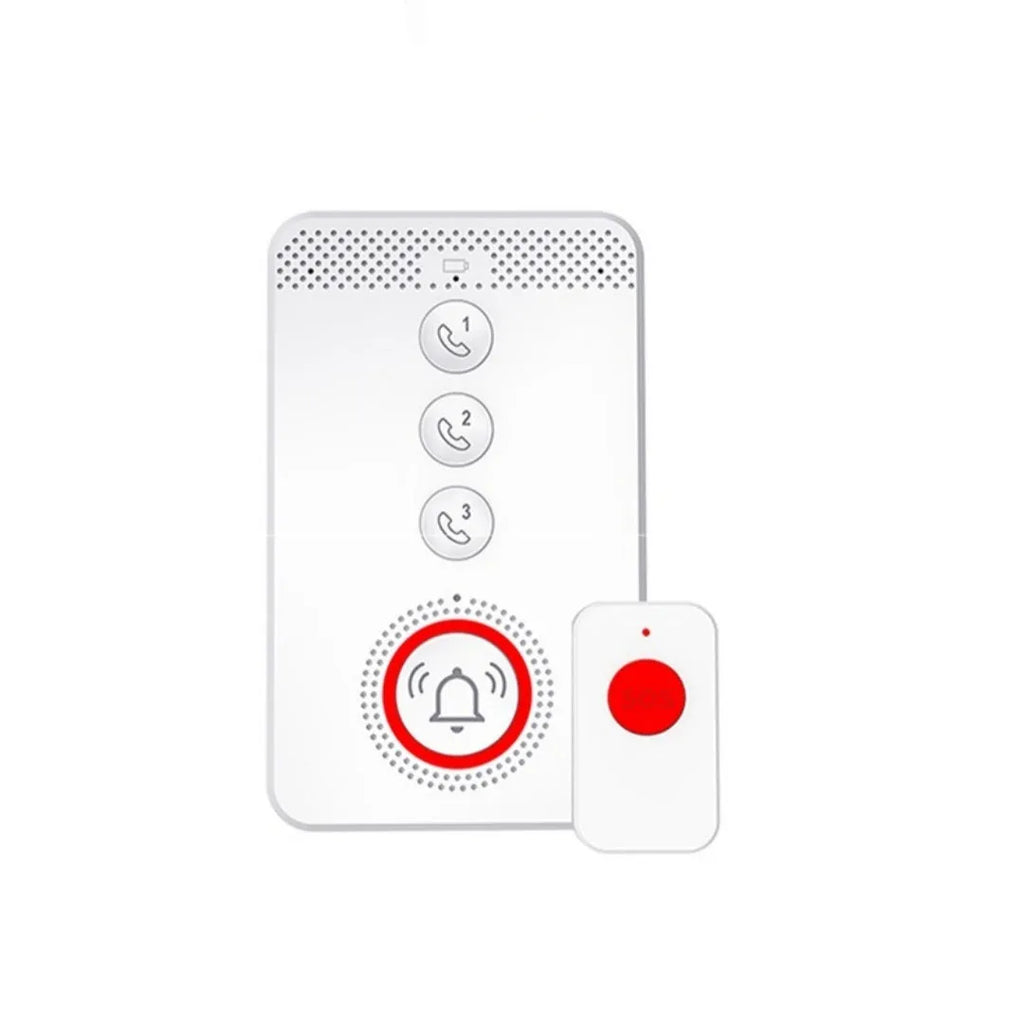 White elderly emergency alert device with one buzzer unit and three wireless call buttons