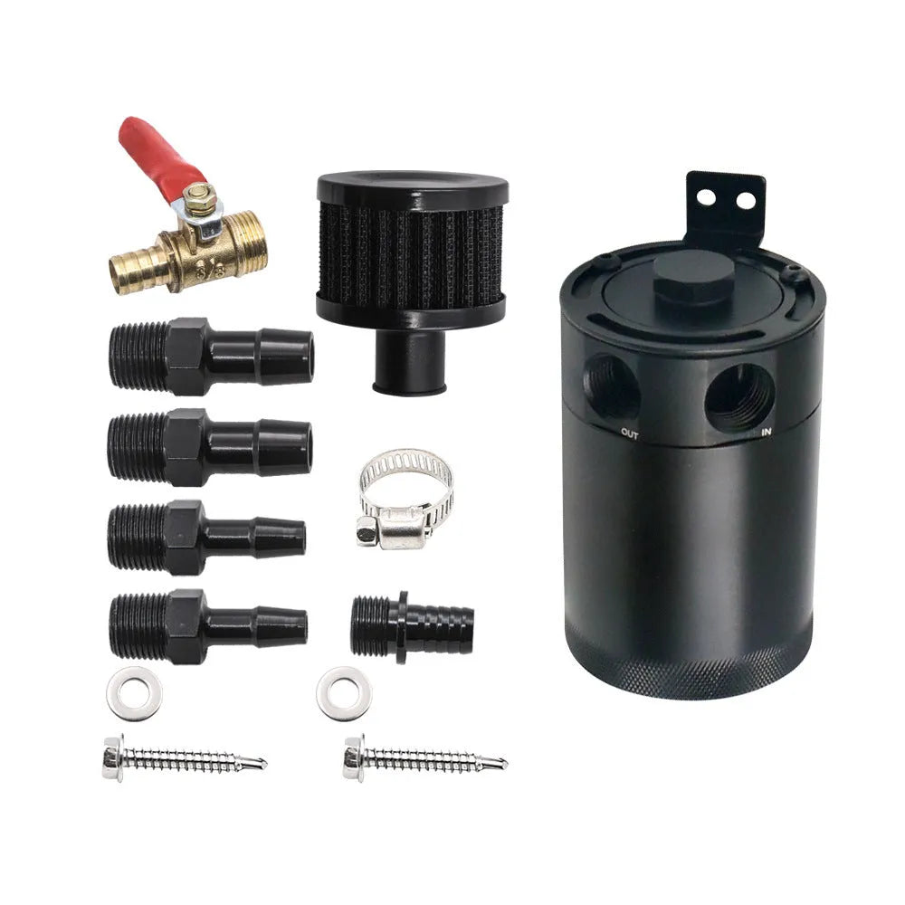 Black and silver aluminium automotive two-hole breathable machine oil pot with oil-free valve