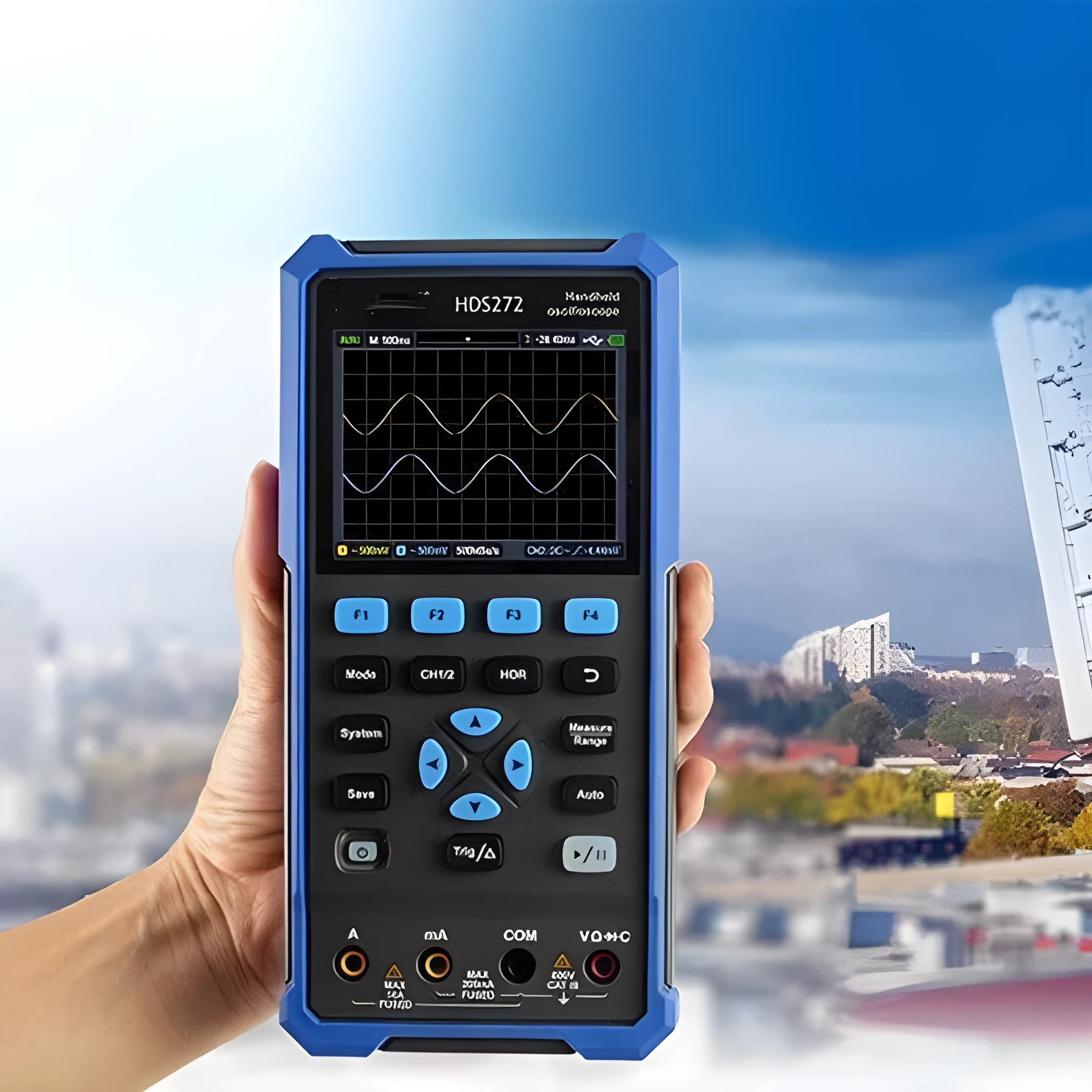 Owon HDS272 handheld digital oscilloscope with portable bag and BNC probe for automotive repair