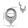 Drop-shaped stainless steel ear extender with totem pattern and hanging egg detail.