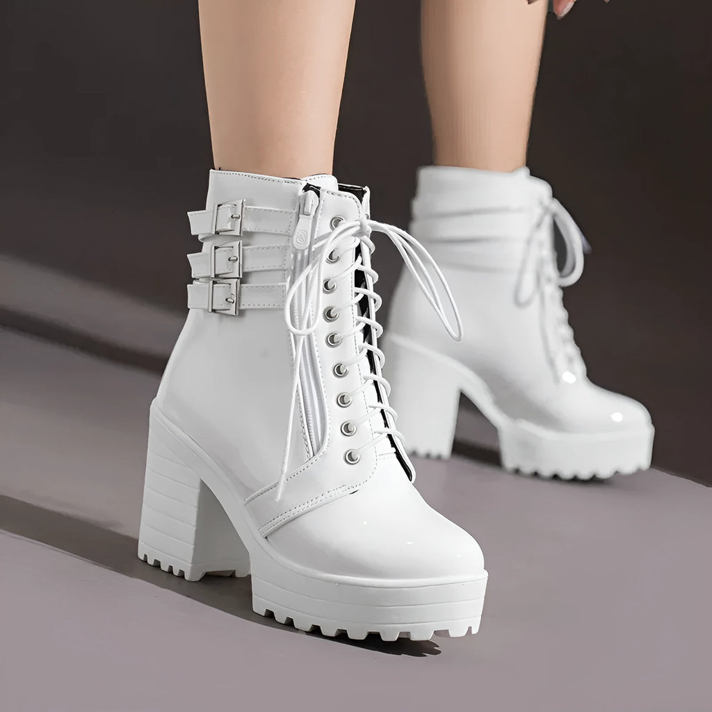 Women's casual winter boots with waterproof platform and thick rubber heel in six colour options
