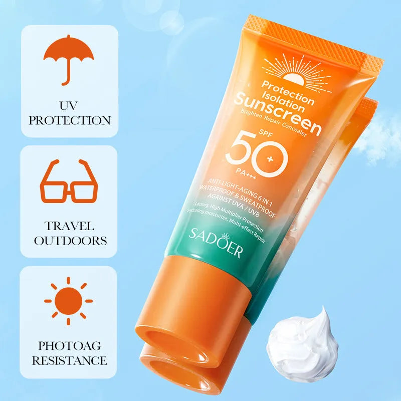 Double tube 50g sunscreen and makeup primer product for universal skin type