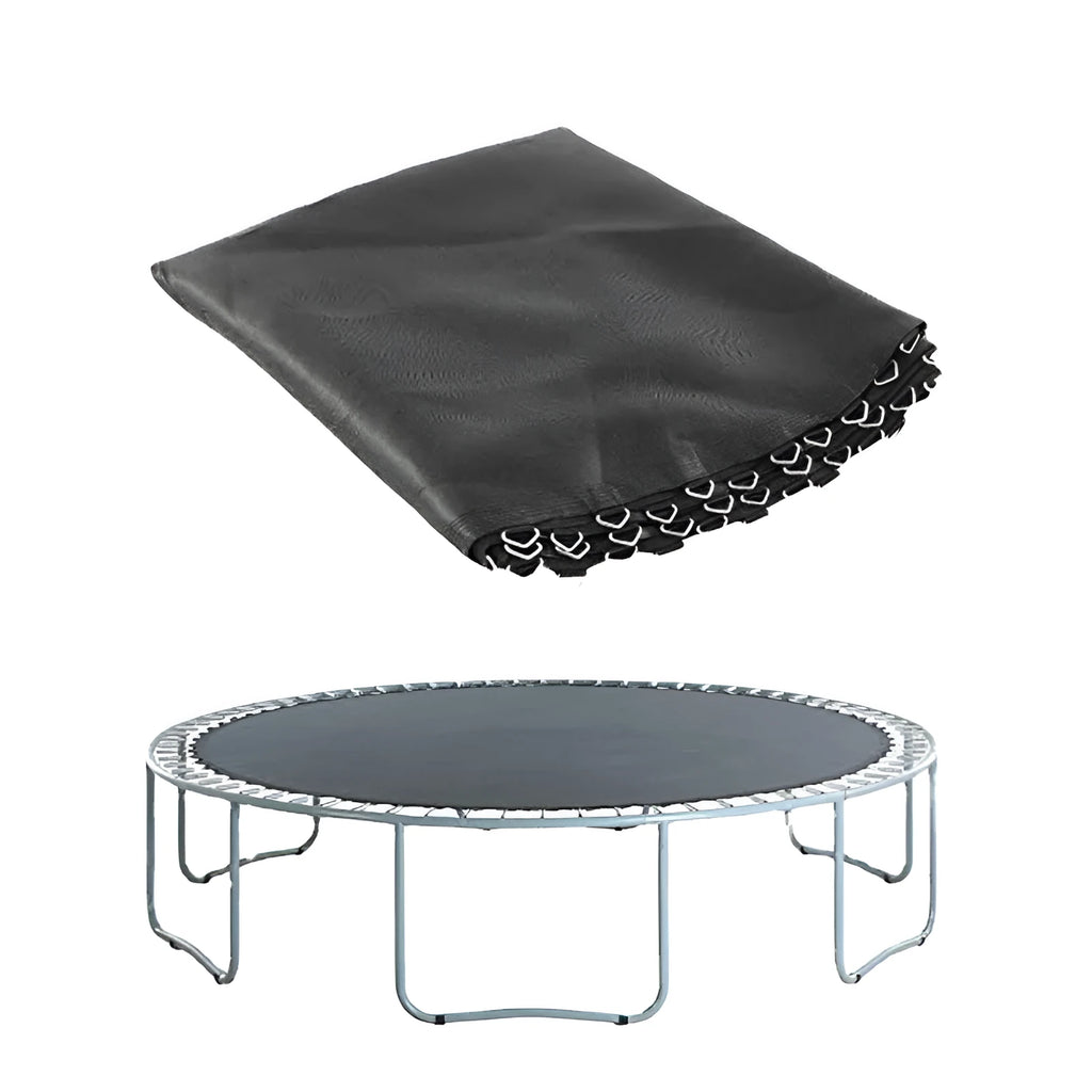 Round PP trampoline elastic fabric bungee cloth for replacement, shown in multiple sizes.