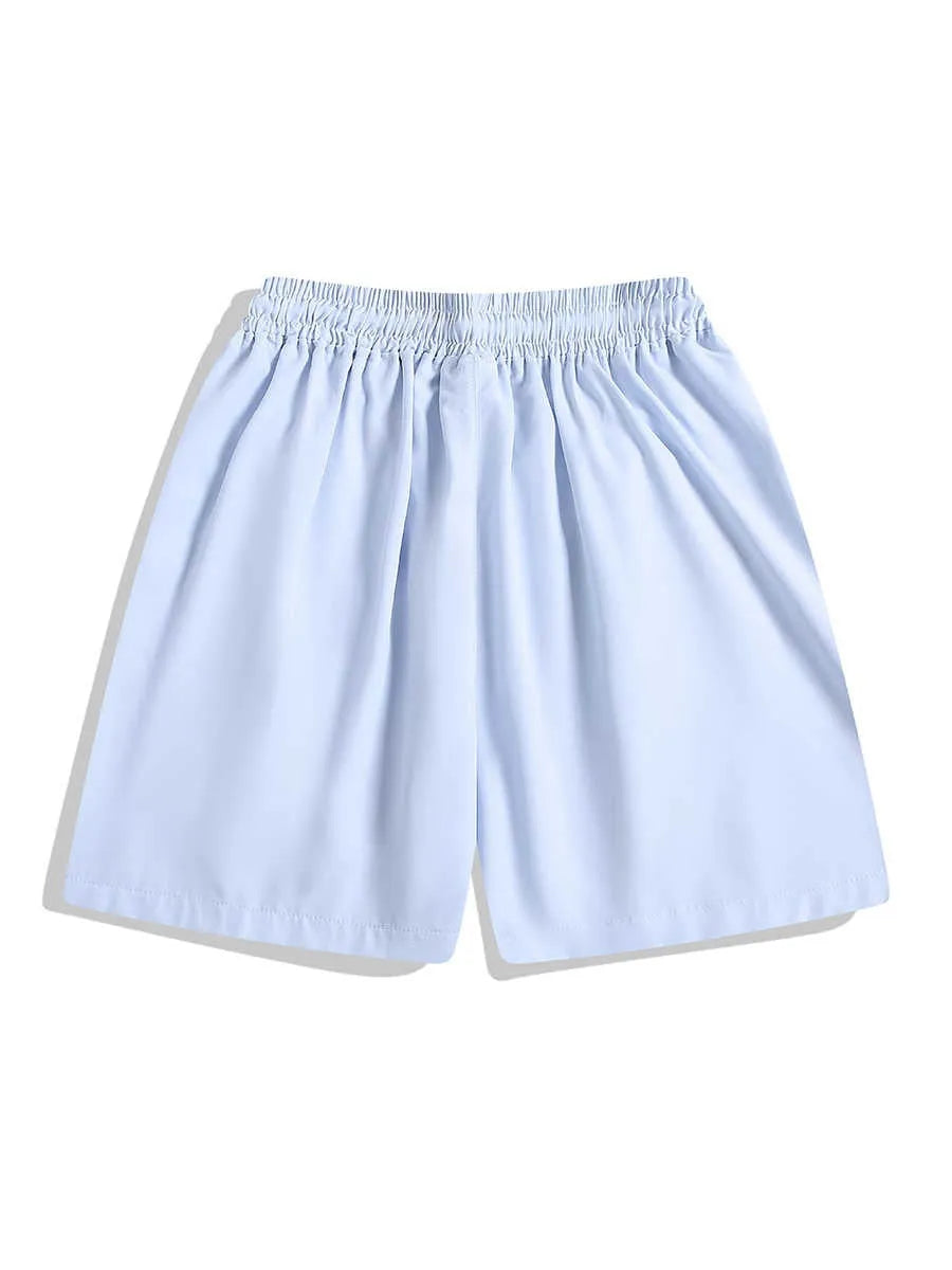Men's loose fit quick-drying sports shorts in grey with elastic waist, shown above the knee.