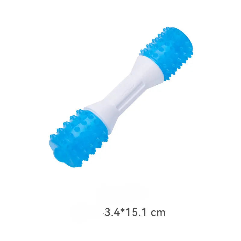 Dual-colour puppy teething chew toy in TPR rubber for dogs aged 2-8 months