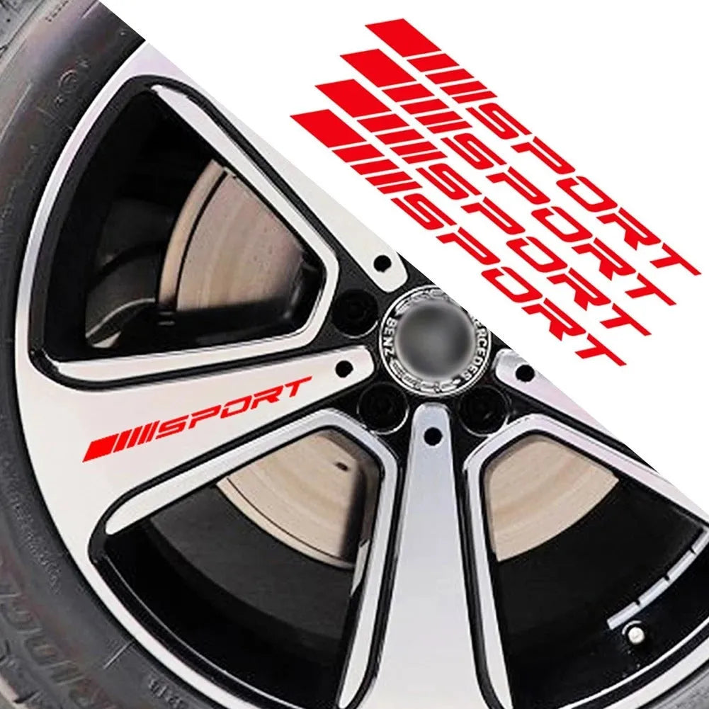 PET car rim stickers with hollow sports design for wheel and door handle decoration