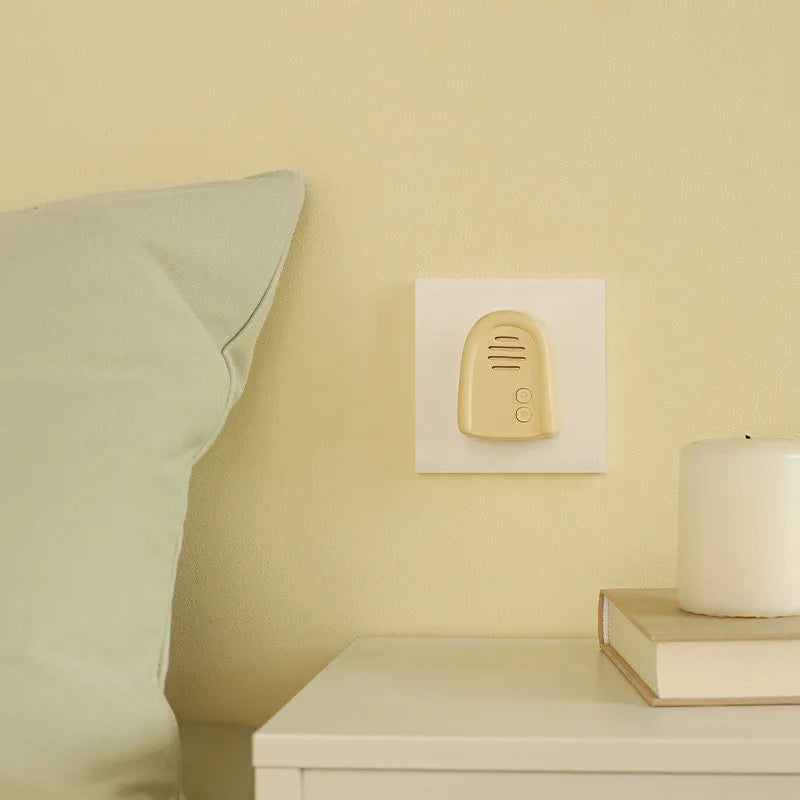 Wireless plug-in doorbell with self-generating power system in milky yellow or white finish
