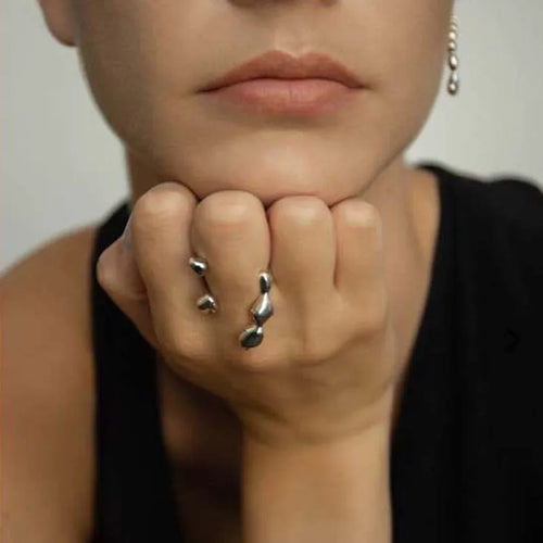 Brass adjustable opening ring with circular design in gold or silver finish for women