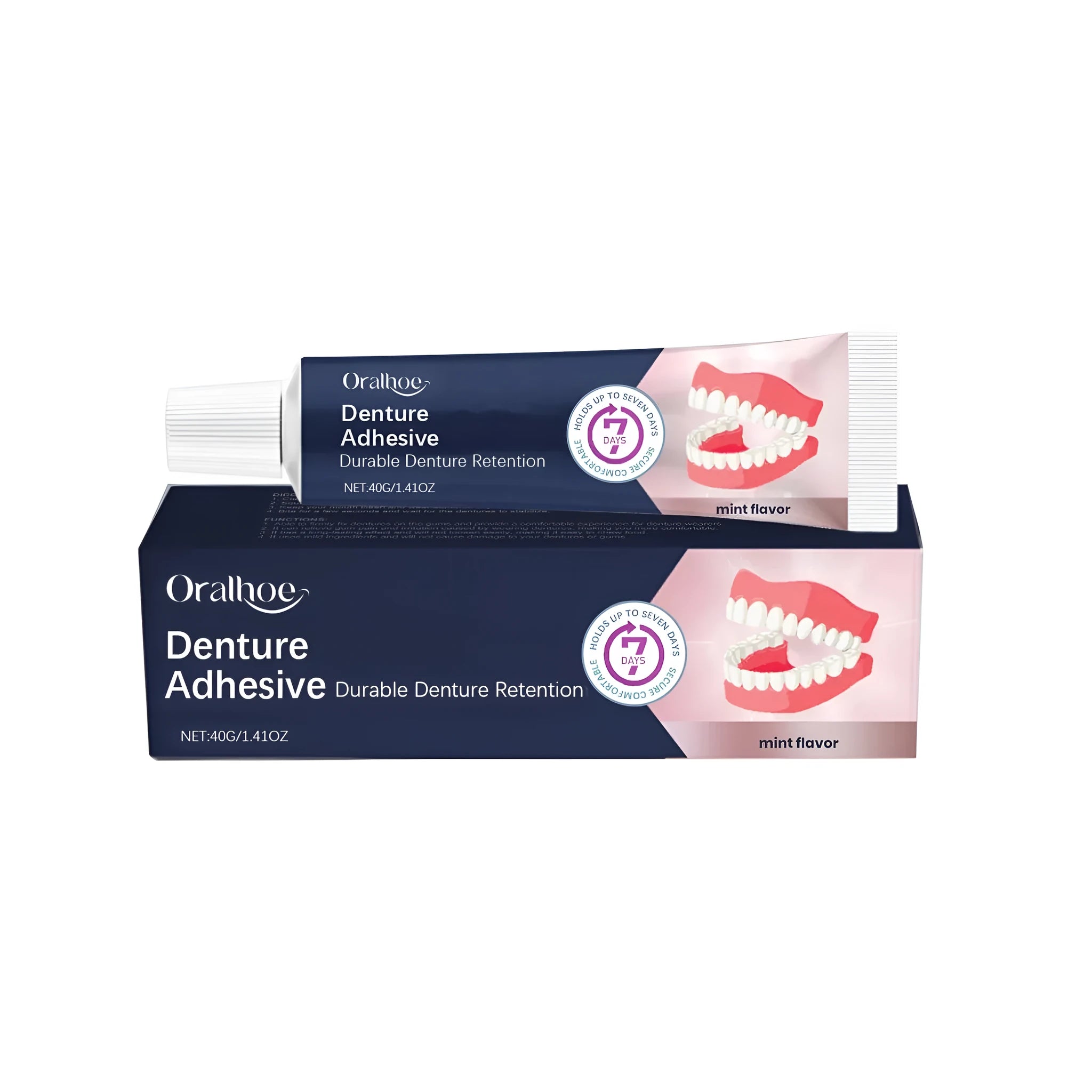 40g tube of denture fixing adhesive cream with petrolatum and menthol formula