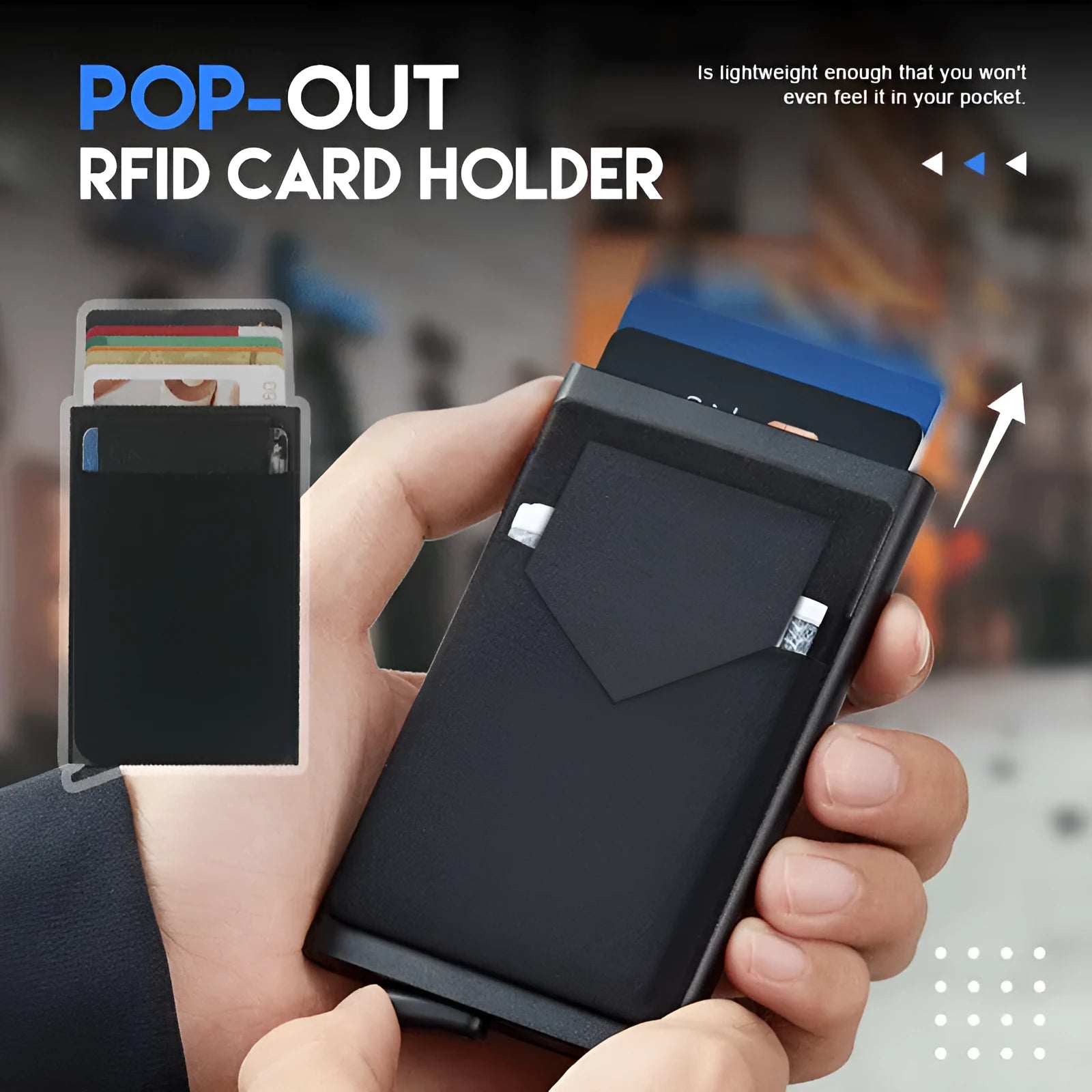 Frosted aluminium metal credit card holder in multiple colours showing slim profile