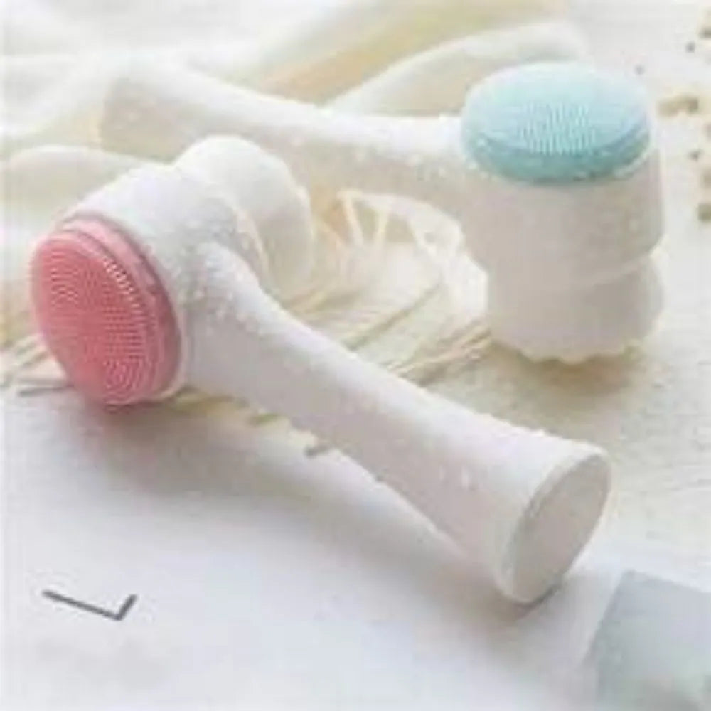 Blue nylon paw brush for dogs and cats on a white background, showing its textured head and handle.