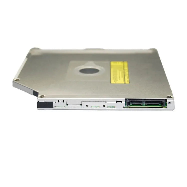 Silver internal SATA optical drive for MacBook Pro 13 laptop showing dimensions