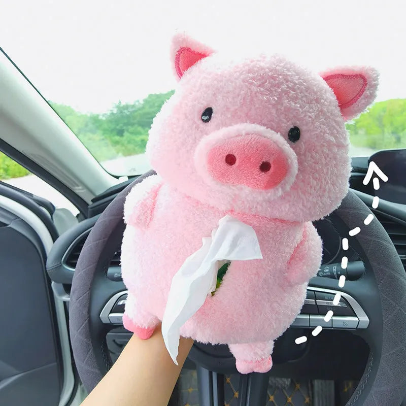 Plush lamb design car tissue box cover with soft fabric material