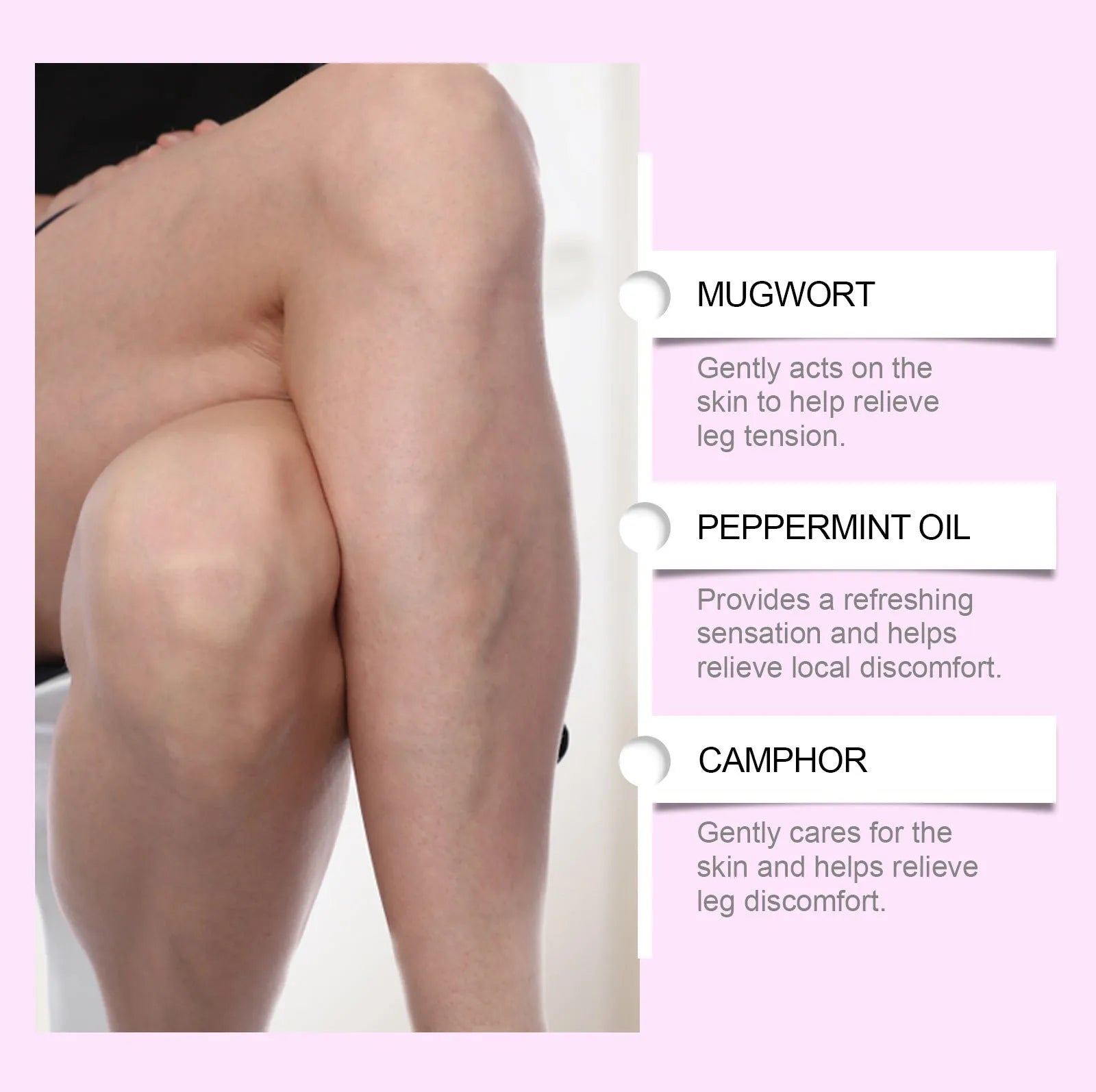 12-piece pack of leg care massage patches with plant ingredients for skin nourishment