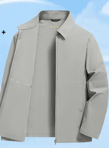 Navy blue summer business shirt with lapels made from ice silk sun protection fabric.