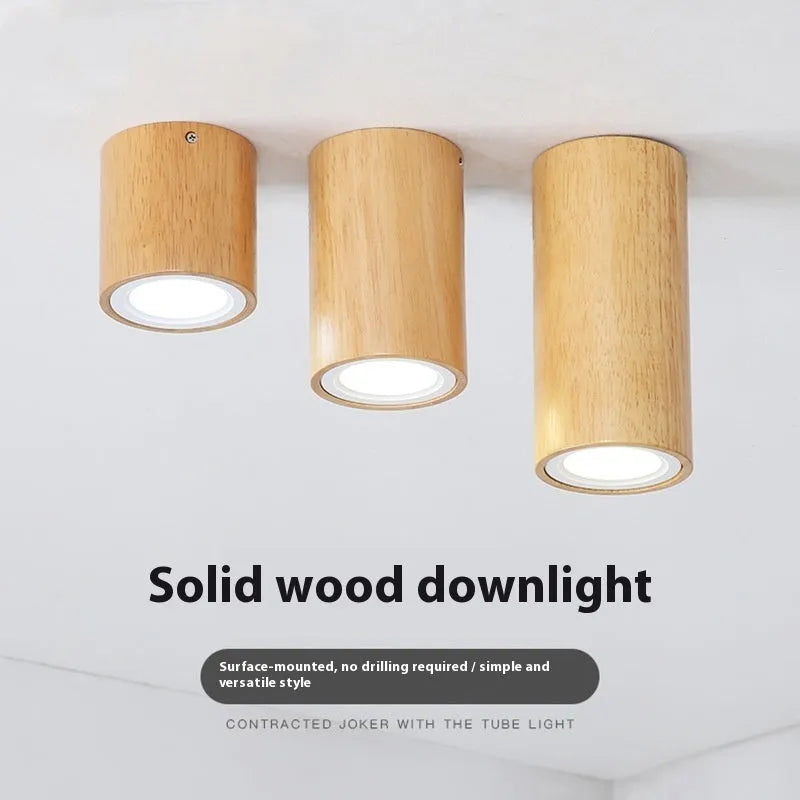 Solid wood surface mounted downlight for corridor and entrance ceilings in modern simple design