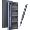 Compact 25-in-one magnetic screwdriver set with knurled handle and bits stored inside.