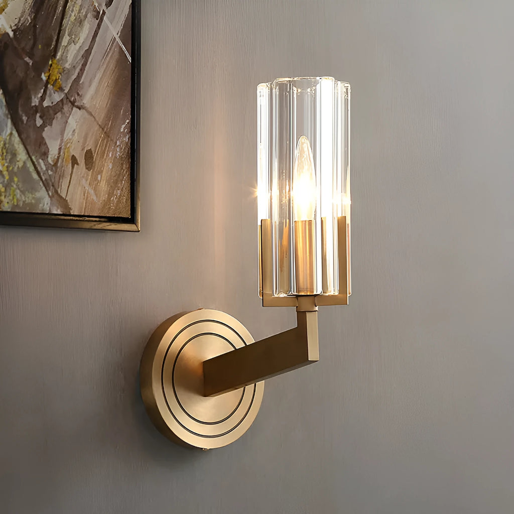 Copper wall-mounted bedside lamp with adjustable LED lighting in modern minimalist design