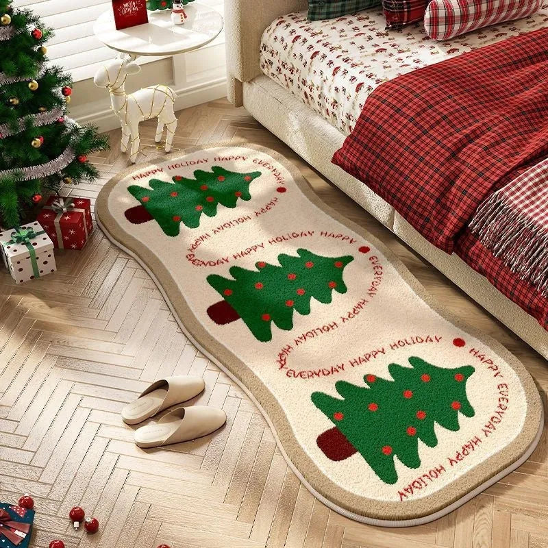 Christmas imitation cashmere carpet with plant pattern and ginger bear design in various sizes