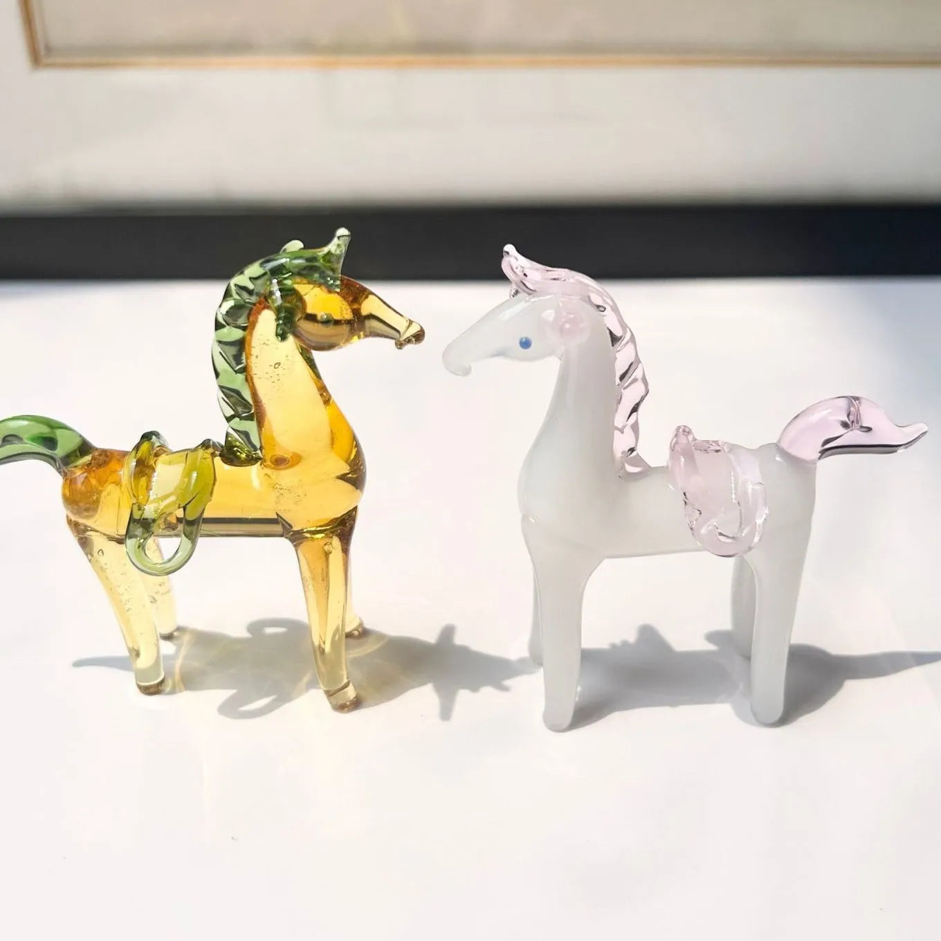 Brown and white glazed horse office decoration ornament with modern simplicity style