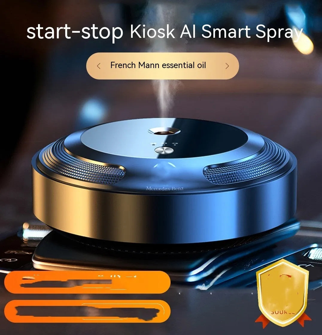 Car fragrance diffuser with zinc alloy shell and automatic spray mechanism measuring 89mm by 35mm