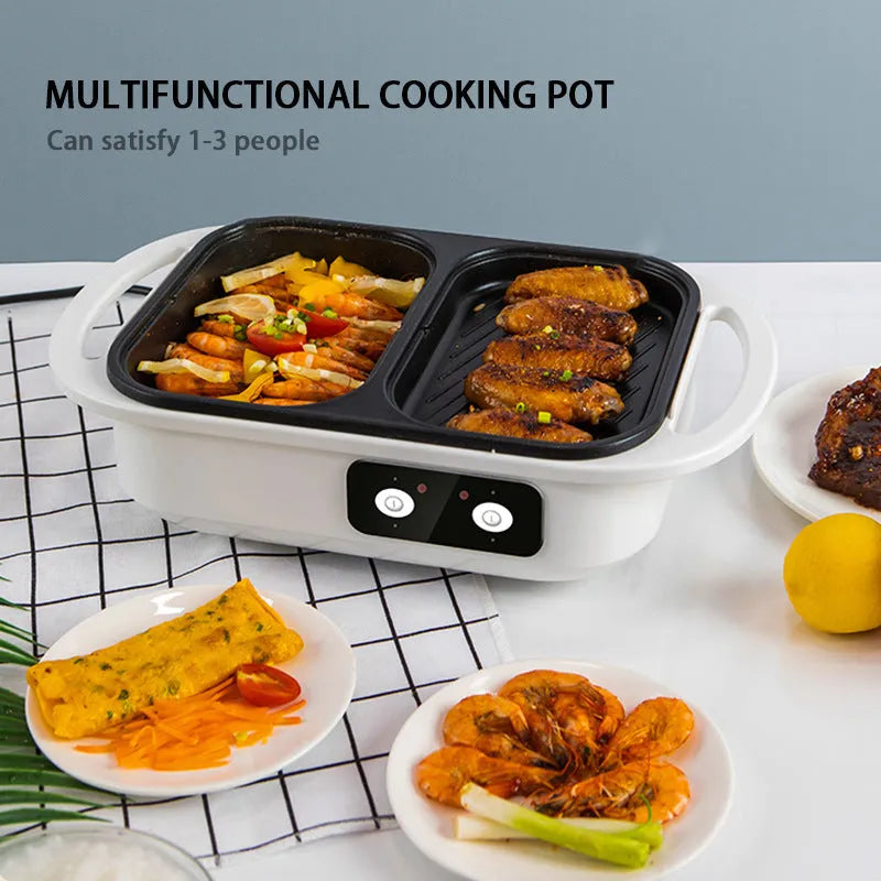 White or green dual-use electric caldron frying oven appliance with mechanical controls