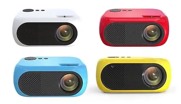 M24 micro mini portable LED projector in gold or white with compact design