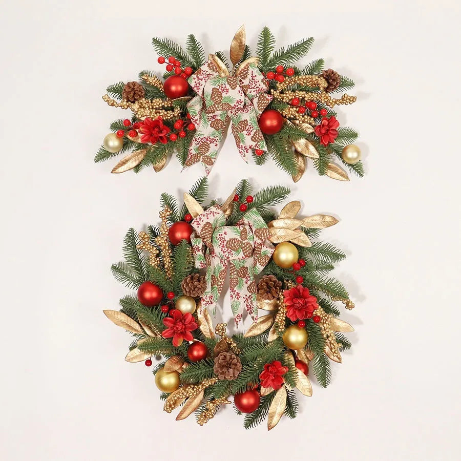 American country style plastic Christmas garland upside down ornament for wall or door decorating.