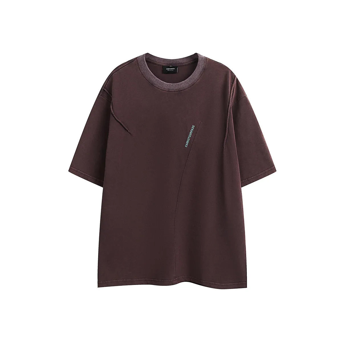 Men's loose fit black cotton T-shirt with embroidered design and washed vintage finish