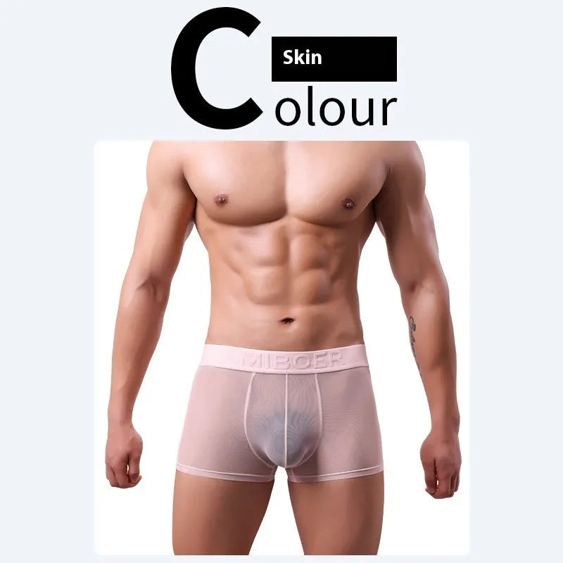 Men's thin breathable boxer shorts in solid colours with quick-drying polyester fabric
