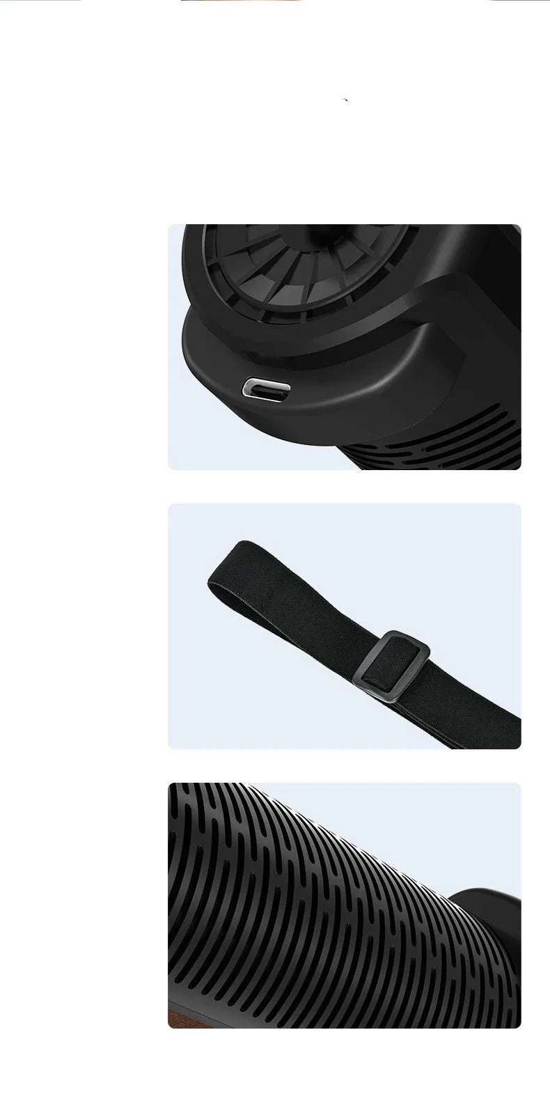 Bladeless car mounted ventilation fan with USB power cord in black colour