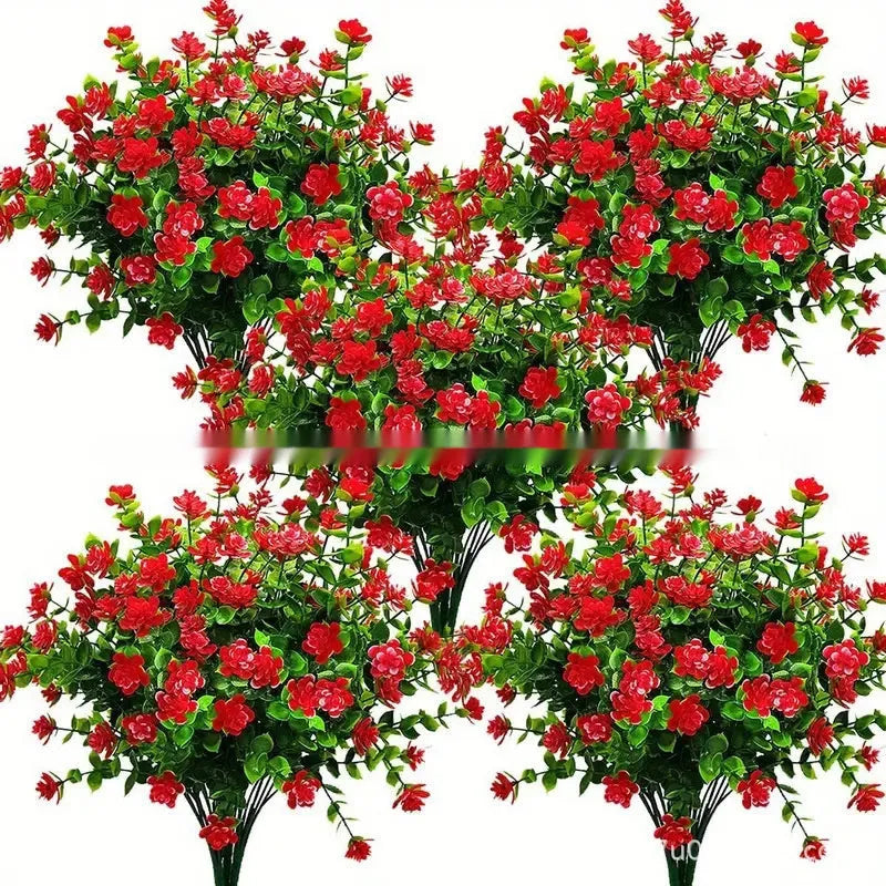Artificial eucalyptus camellia plastic bouquet for wedding dress, outdoor, photography props and home clothing in listed colours.