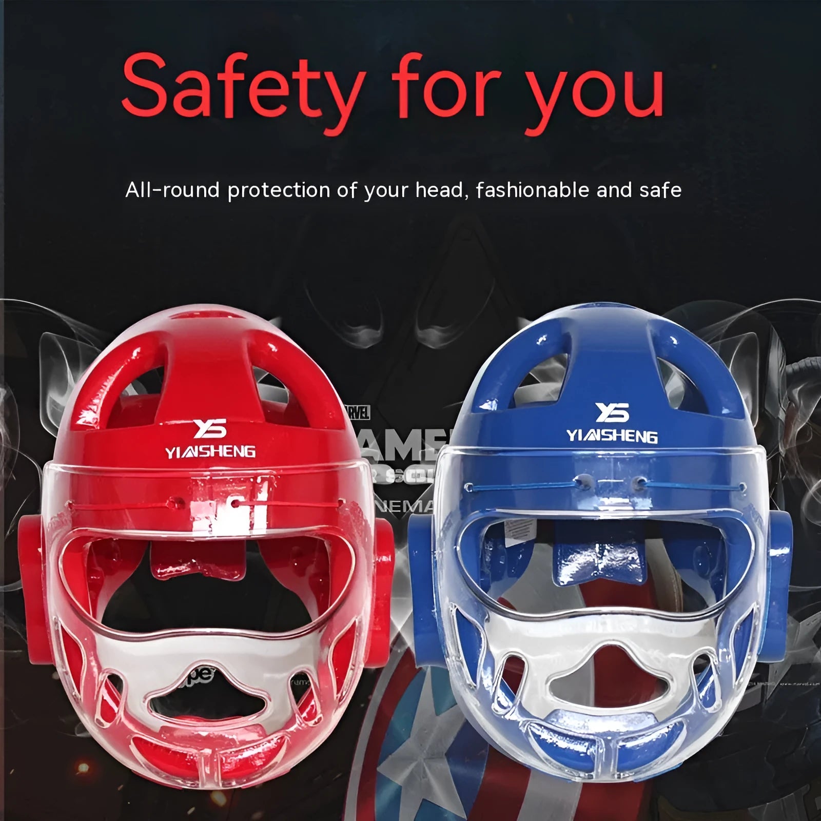 Karate helmet protective headgear for boxing training in blue, red or white colour options