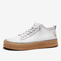 Men's black leather casual shoes with round toe and lace-up closure on rubber sole