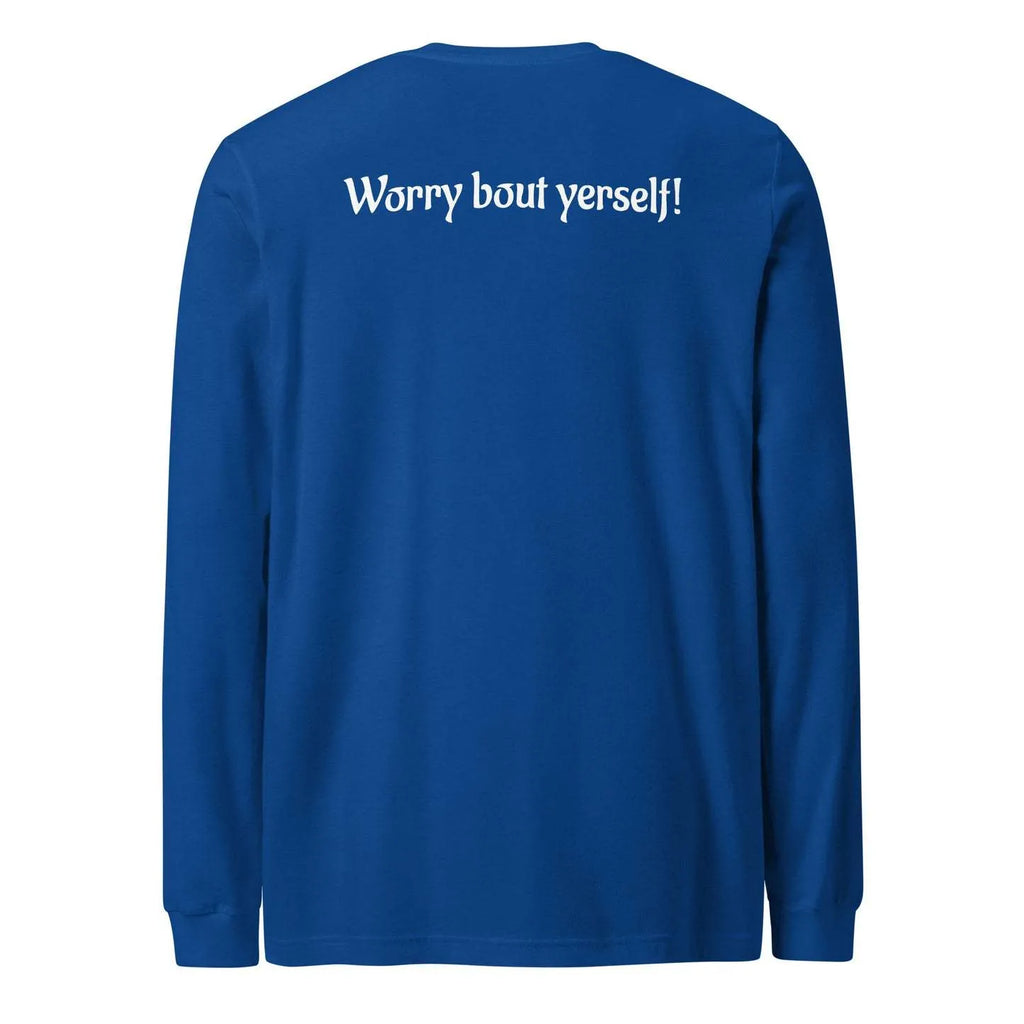 Blue men's loose round neck sweater with printed letter patterns in Japanese Korean casual style