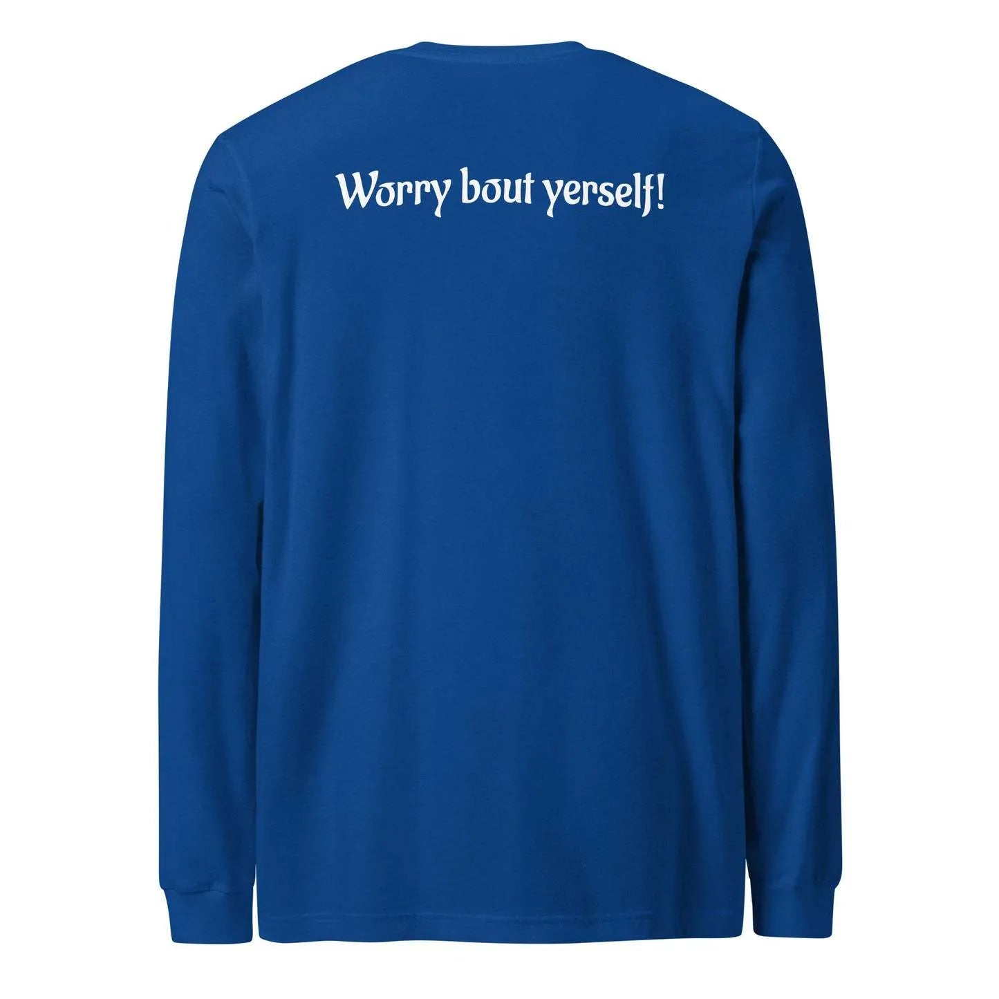 Blue men's loose round neck sweater with printed letter patterns in Japanese Korean casual style
