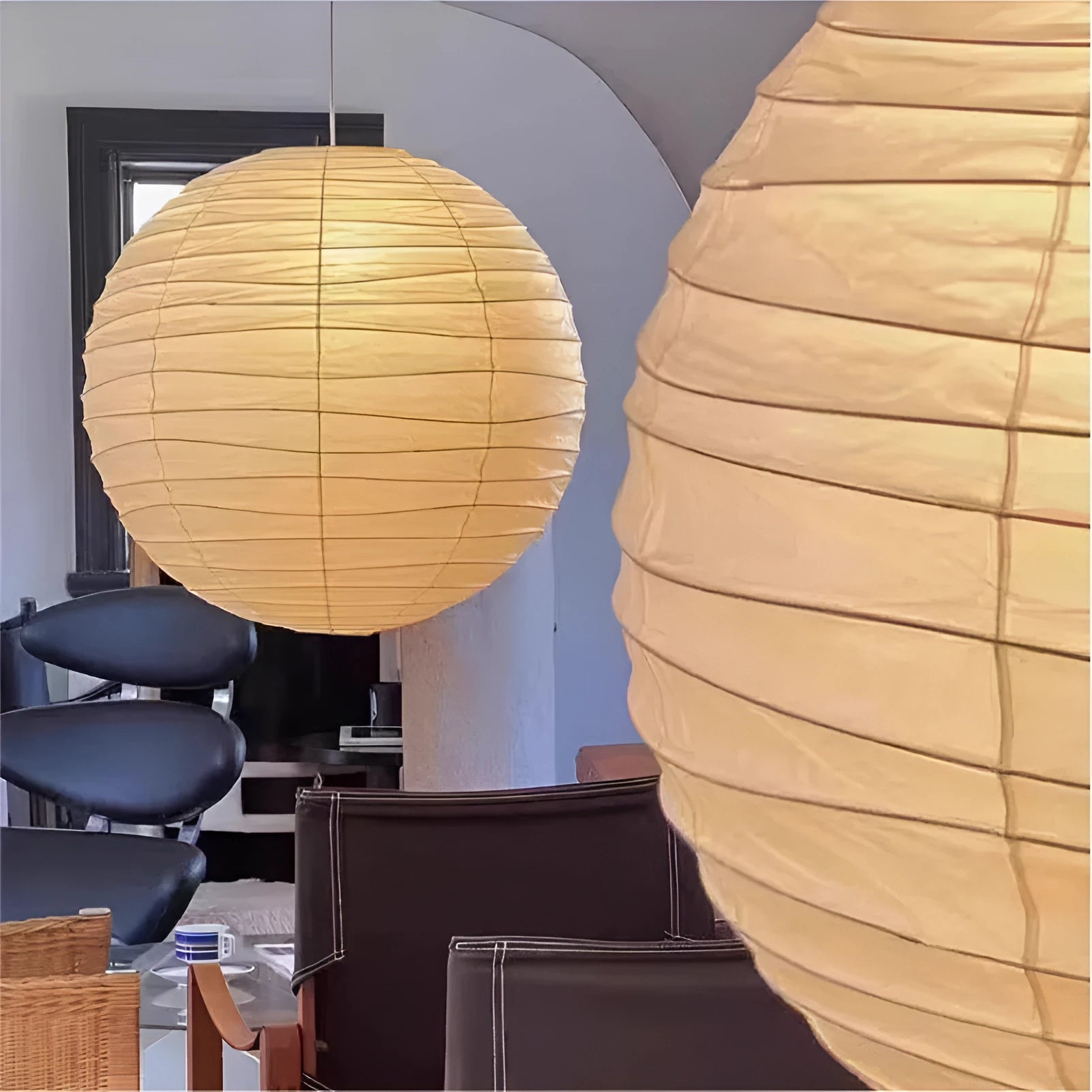 Japanese-style rice paper chandelier in three diameter sizes for living room and bedroom lighting