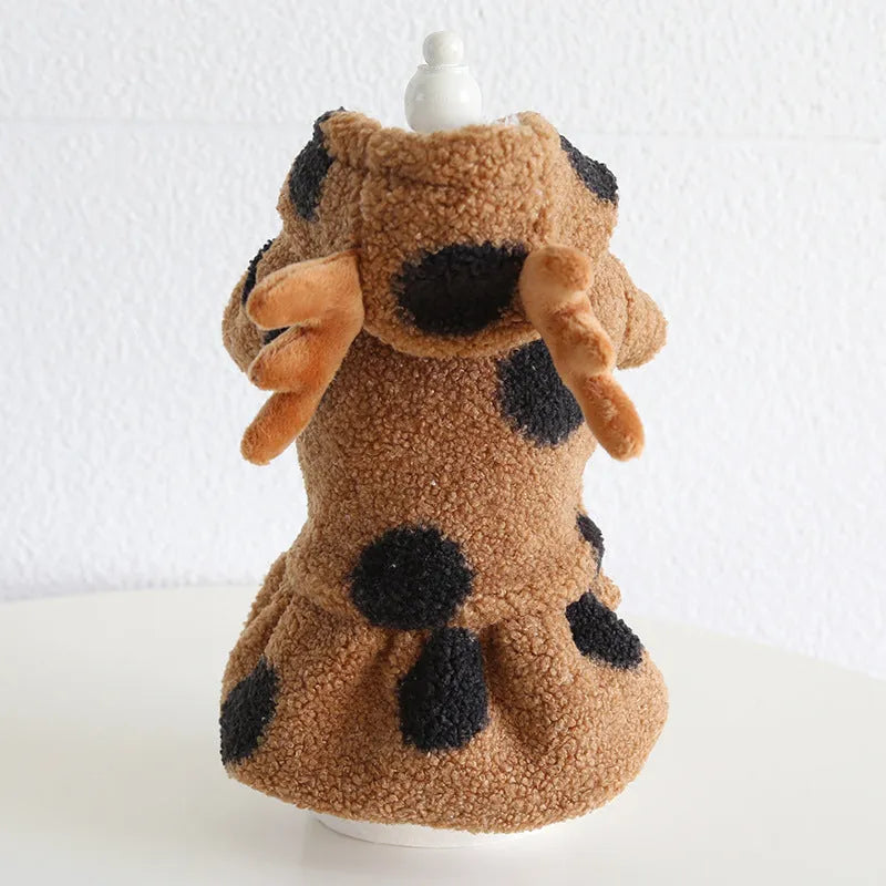 Pet clothing with big polka dot elk couple design for dogs and cats in casual cloth style