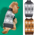 Dark brown dog sweater with snowflake pattern for Christmas pet wear