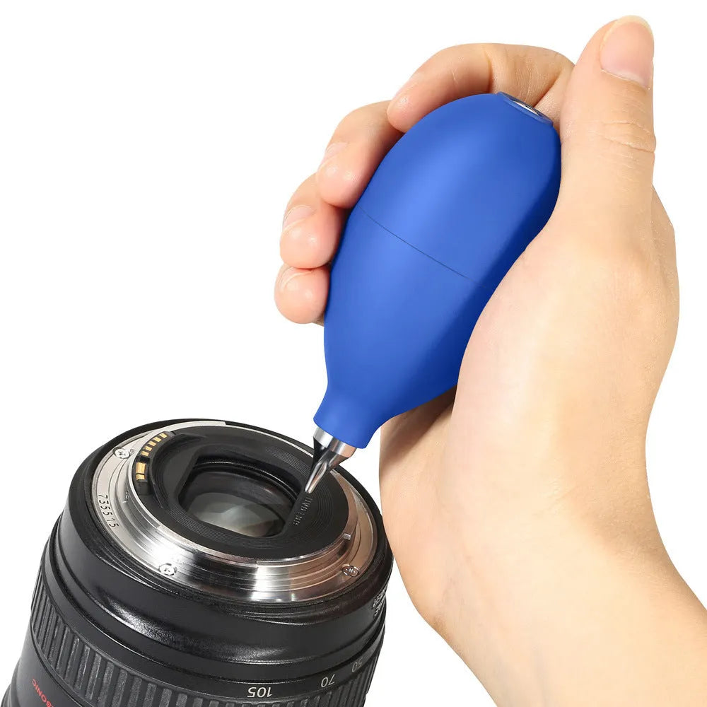 Blue rubber dust removal air blower for camera and phone cleaning measuring 9.5 cm