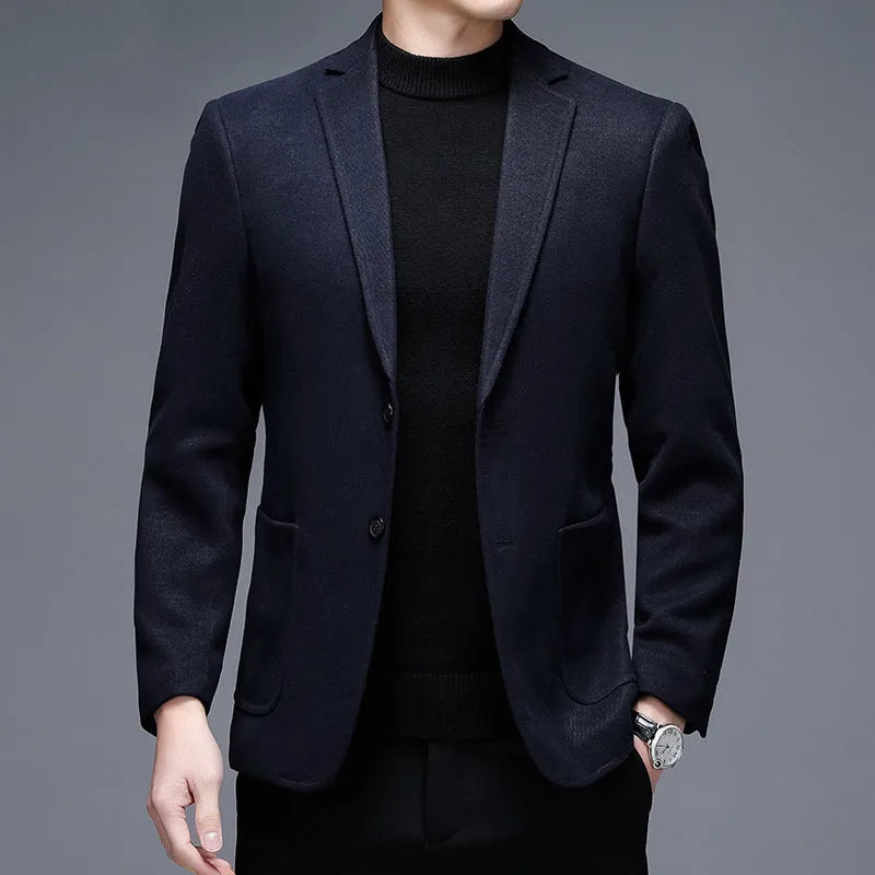 Men's solid colour loose fit casual winter jacket on a hanger, shown in grey.