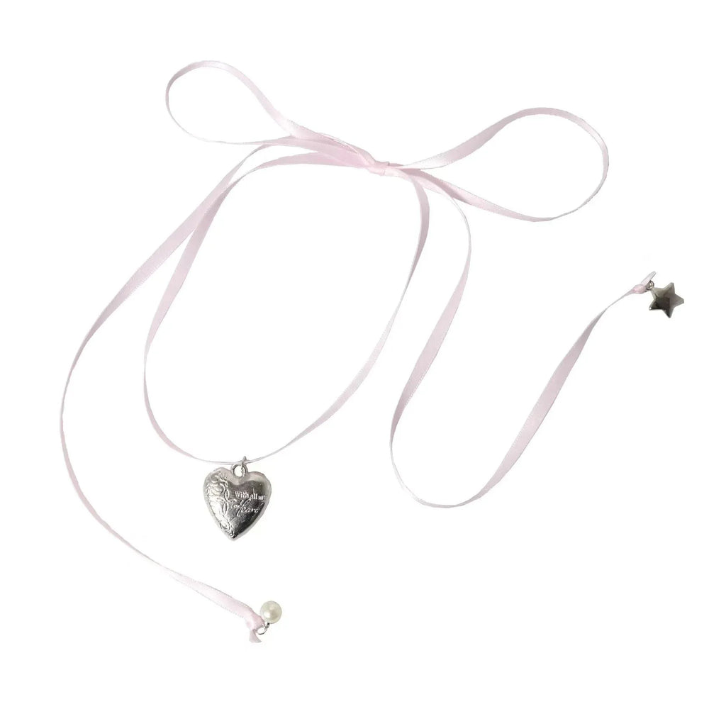 Women's love pendant fashion necklace with delicate clavicle chain in various colour options