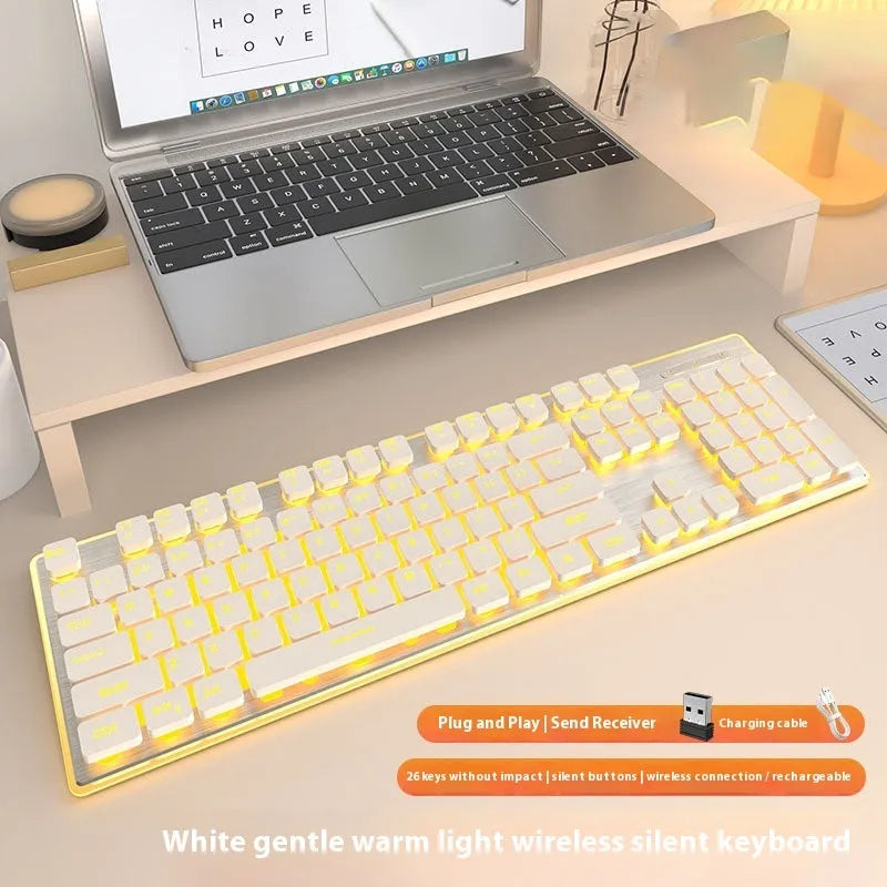 Wireless Bluetooth keyboard with mute button and backlight in cherry blossom pink or white options