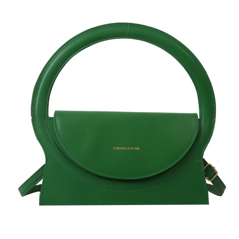 Horizontal square PU messenger bag with stitching detail and shoulder strap in choice of five colours