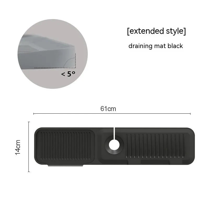 Silicone faucet splash guard pad in beige colour with sloped design and visible drain channels