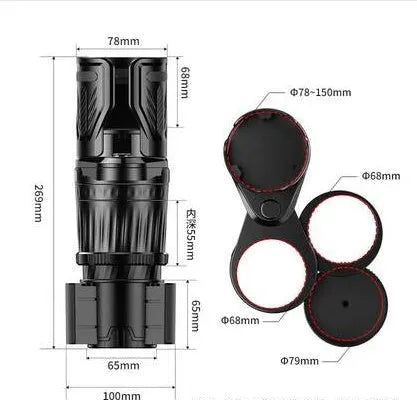 Carbon fibre black adjustable car cup holder with retractable base expanded to show size adjustment